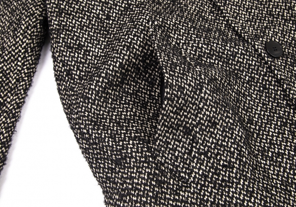 agnes b. homme Reversible Tweed Coat Ivory,Black 48 | PLAYFUL