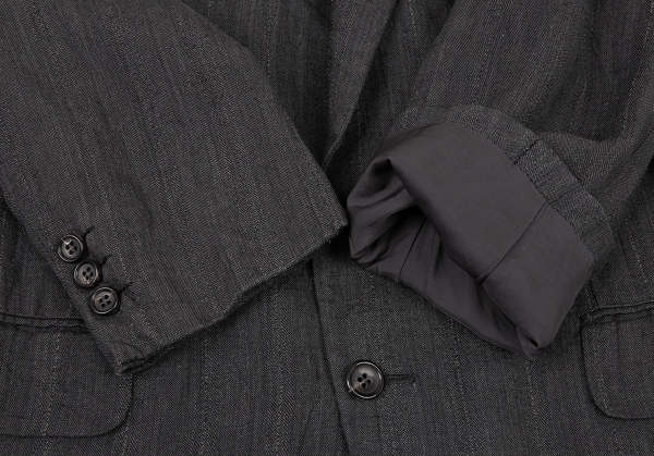 COMME des GARCONS HOMME DEUX Linen Striped Jacket Grey S | PLAYFUL