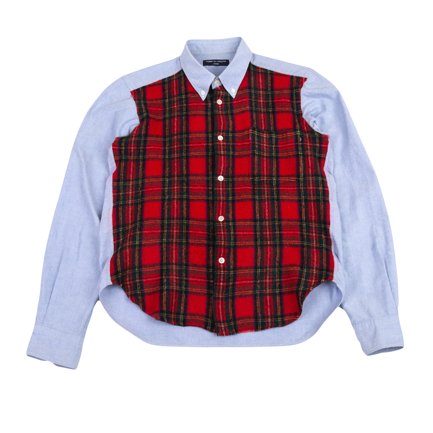 COMME des GARCONS HOMME  赤縦縞コットンシャツ　XL