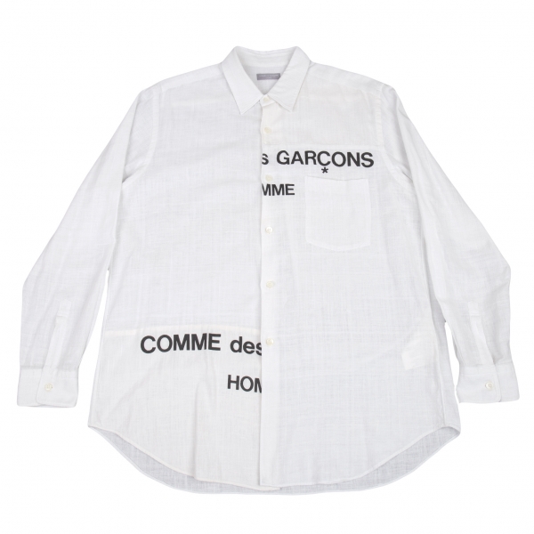 COMME des GARCONS HOMME Logo Printed Long Sleeve Shirt White M-L