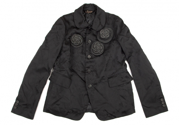 COMME des GARCONS Rose Jacquard Poly Jacket Black S | PLAYFUL