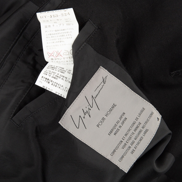Yohji Yamamoto POUR HOMME Leather Button Jacket Black 4 | PLAYFUL