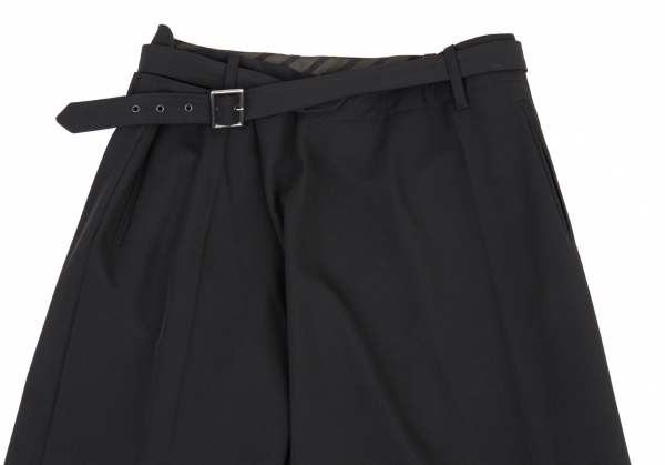 Jean-Paul GAULTIER Wool Asymmetry Wrap Pants (Trousers) Black 40
