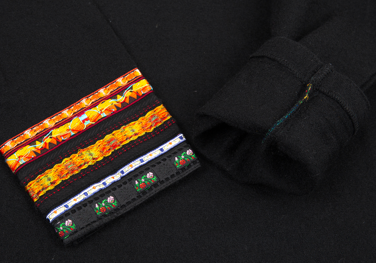 ワイズY's ウール袖テープ装飾ハイネックカットソー 黒L位