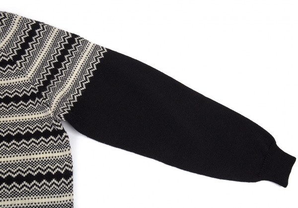 Y's for men Wool Striped Knit Sweater (Jumper) Black,White M-L