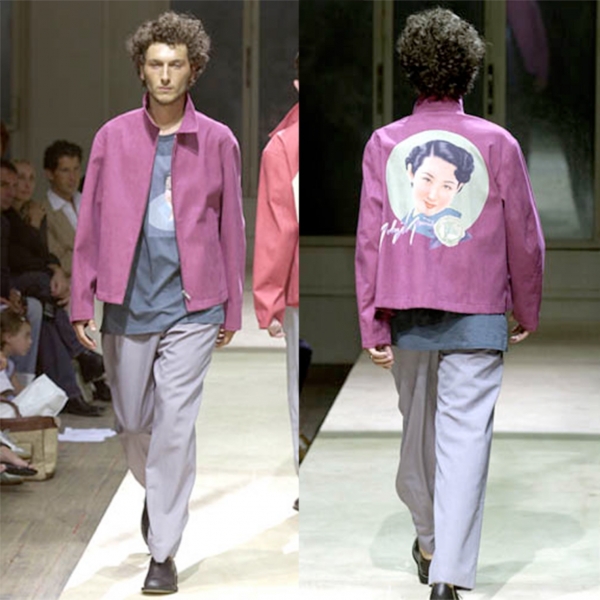 Yohji Yamamoto POUR HOMME Saeko Tsuemura Fake Leather Jacket Pink 