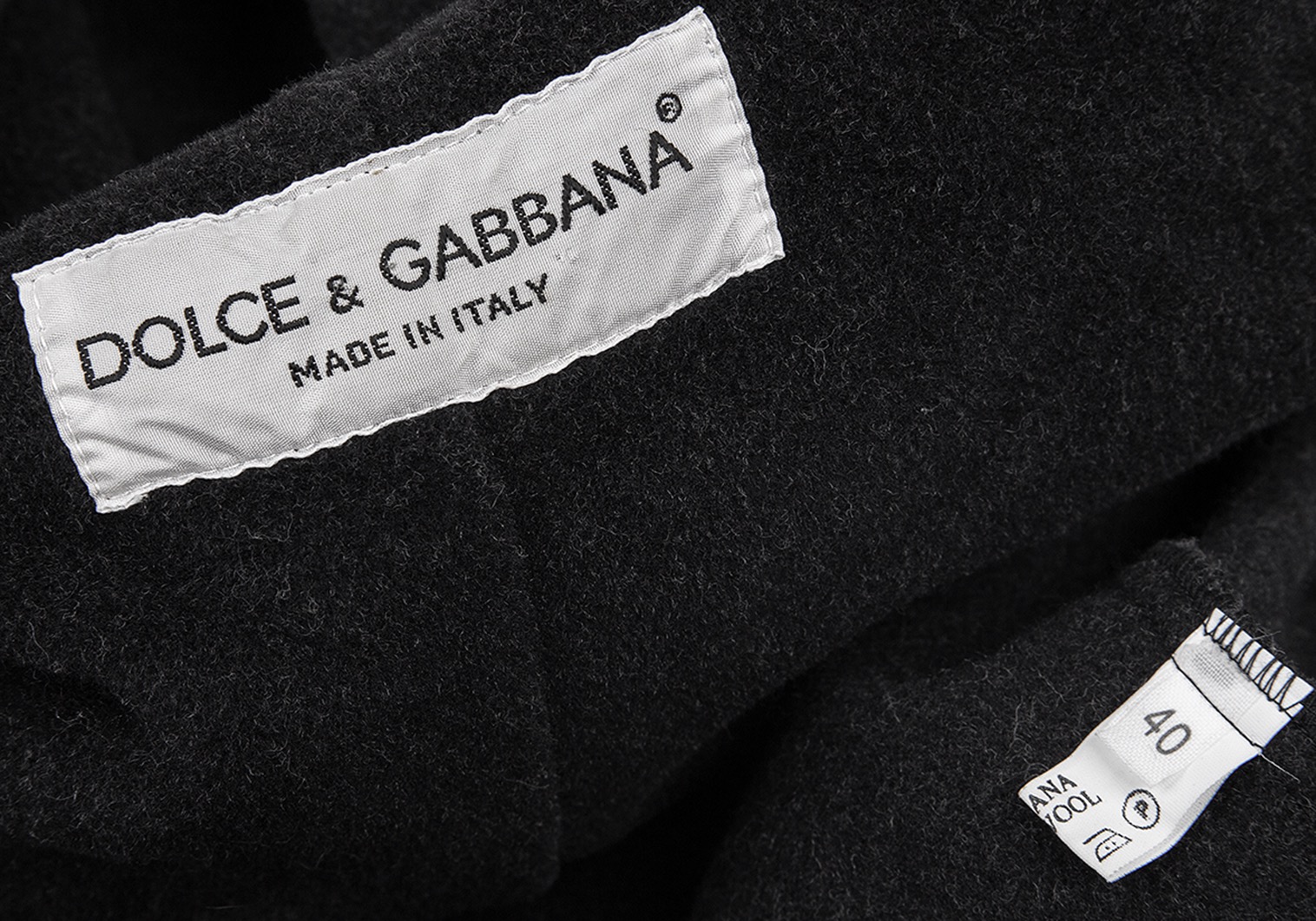 ドルチェ&ガッバーナDOLCE&GABBANA デザインウールコート 黒40
