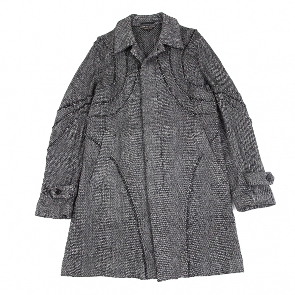 COMME des GARCONS HOMME PLUS Tweed Curve Switched Coat Grey L 