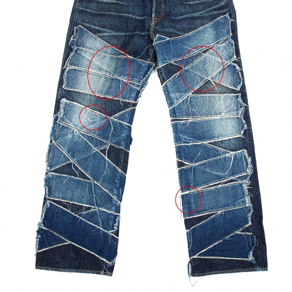 Yohji Yamamoto POUR HOMME spotted horse Patchwork Jeans Indigo 4