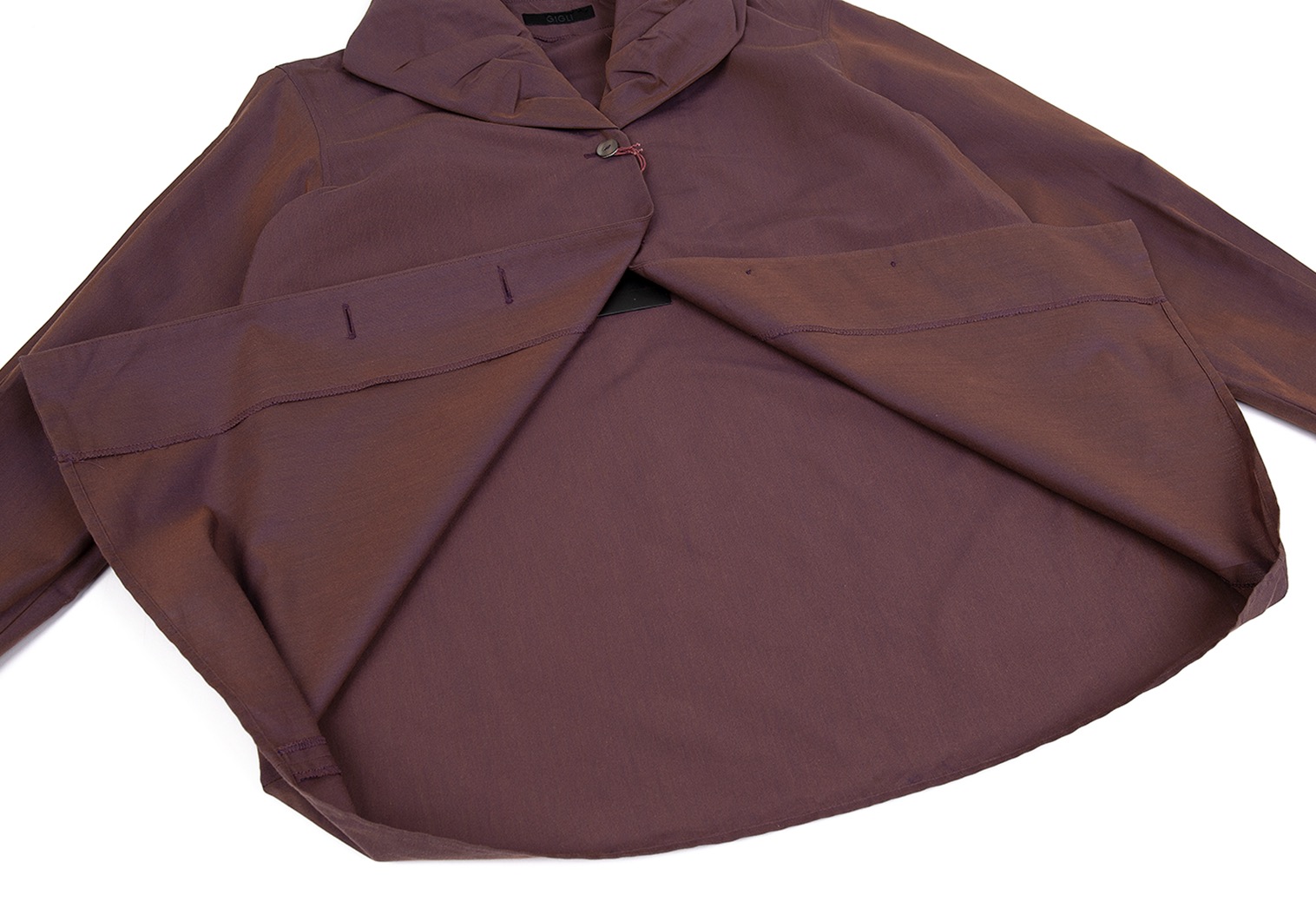 ジジリgigli ギャザーショールカラーシャツジャケット 玉虫紫38
