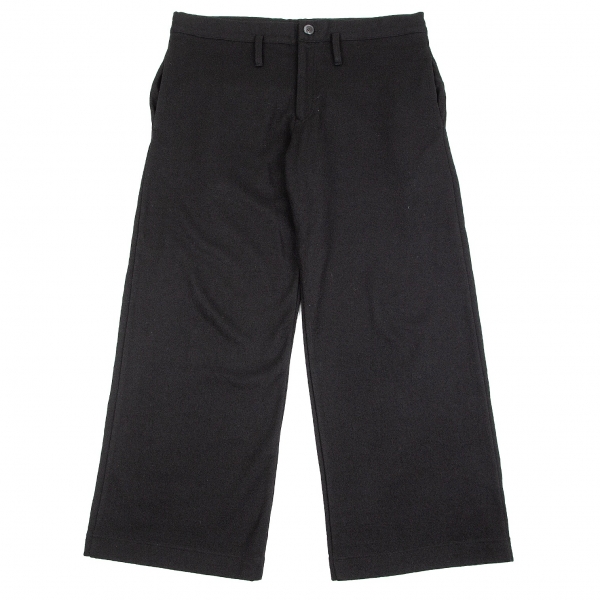 Y's Back Flap Pocket Wool Wide Pants (Trousers) Black 2 | PLAYFUL