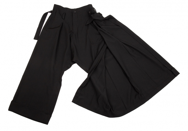 Black Stripe Tie Waist Wrap Pants – Minzkou