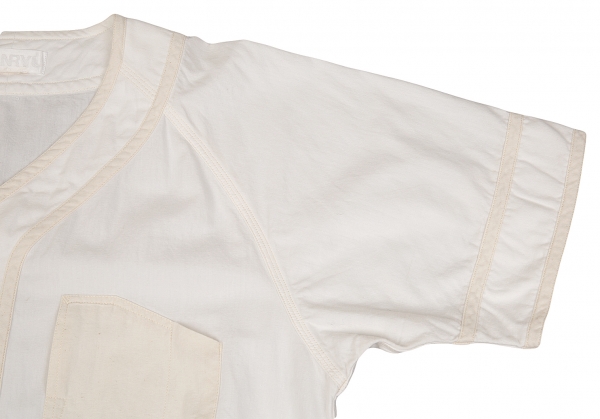 GANRYU Baseball Short Sleeve Shirt White S-M | PLAYFUL
