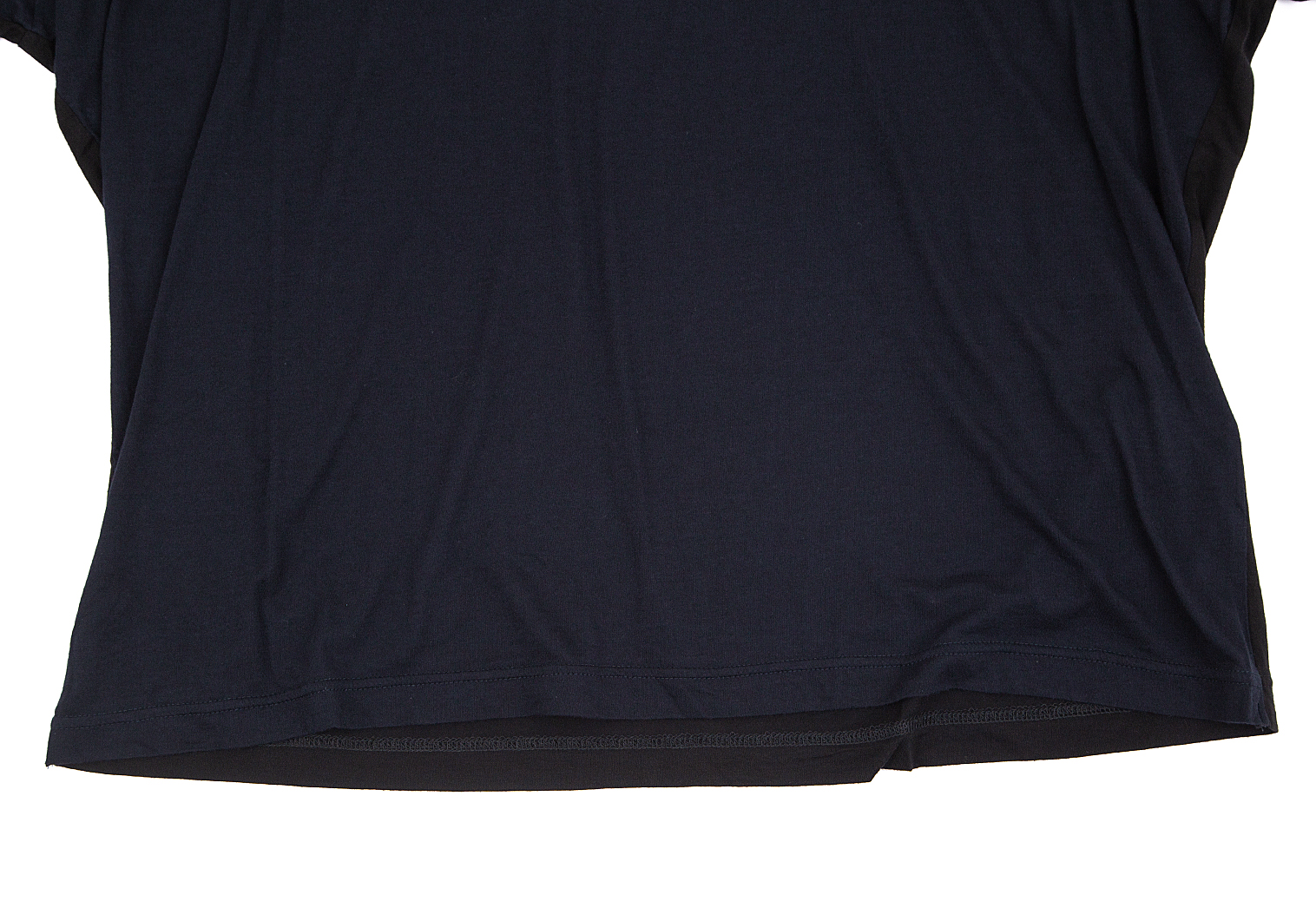 ワイズY's バイカラー切替ビッグシルエットTシャツ 黒紺2