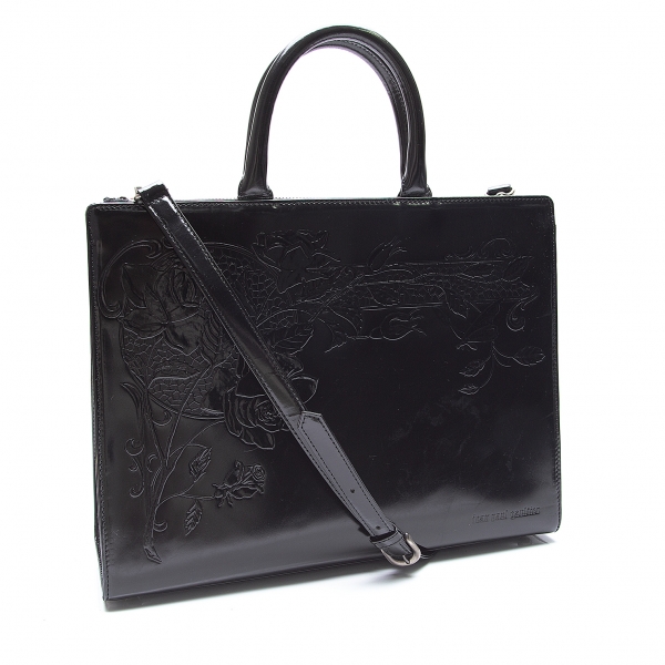 Jean-Paul GAULTIER New Rose Leather Bag Black | PLAYFUL