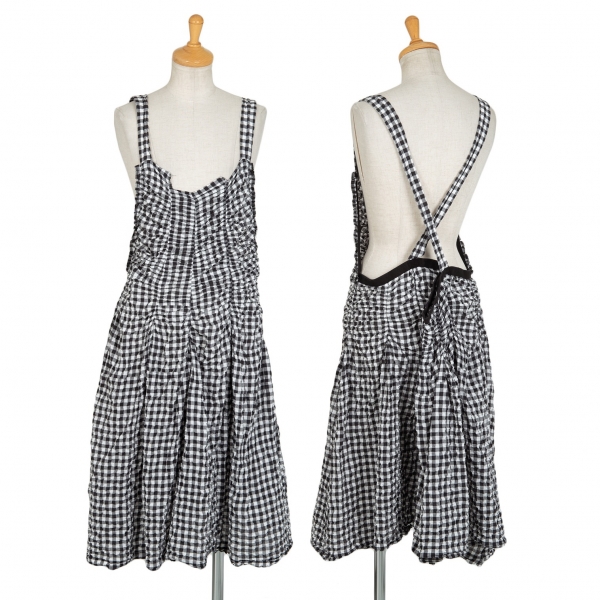 tricot COMME des GARCONS Checked Shirring Gather Dress Black,White