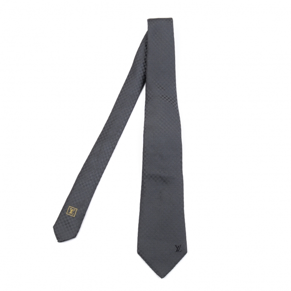 Louis Vuitton Navy Blue Silk Stripe Neck Tie