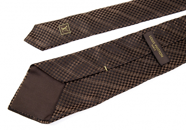 Louis Vuitton Silk Regimental Damier Tie Brown