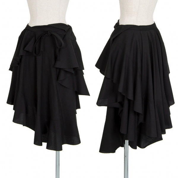 JUNYA WATANABE COMME des GARCONS Tiered Wrap Skirt Black XS | PLAYFUL