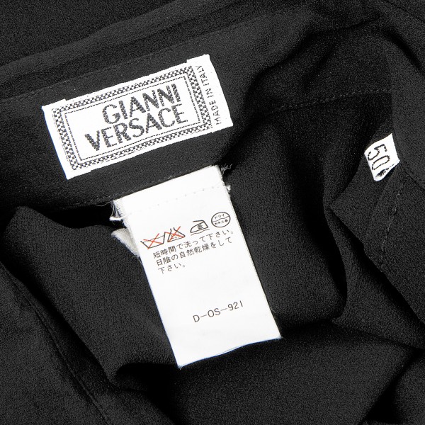 ジャンニヴェルサーチGIANNI VERSACE シルク長袖シャツ 黒50