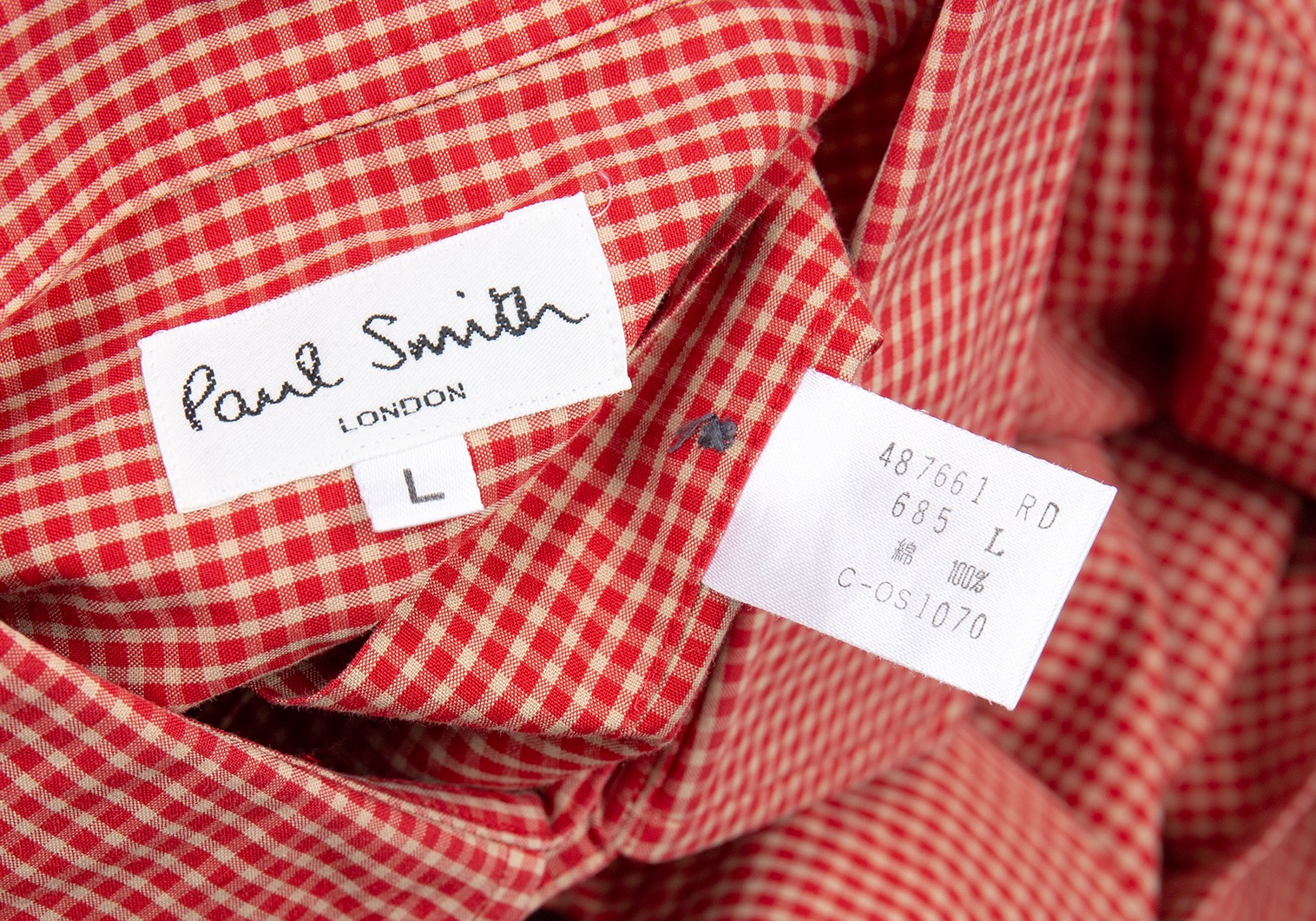 Paul Smith コットン グラデーションチェックシャツ L グレージュ