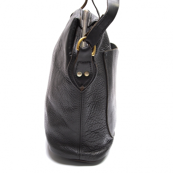 Bill Amberg Leather Shoulder Bag Black | PLAYFUL
