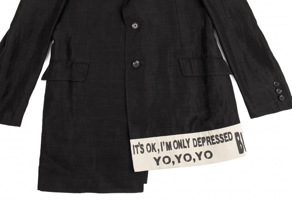 Yohji Yamamoto POUR HOMME Message Switched Jacket u0026 Pants Black 4/6 |  PLAYFUL