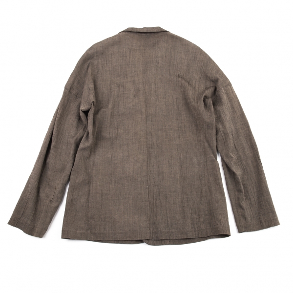 最も完璧な ISSEY MIYAKE MEN linen jacket ノーカラージャケット