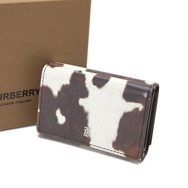 BURBERRY Cow Print Compact Wallet White,Brown | PLAYFUL