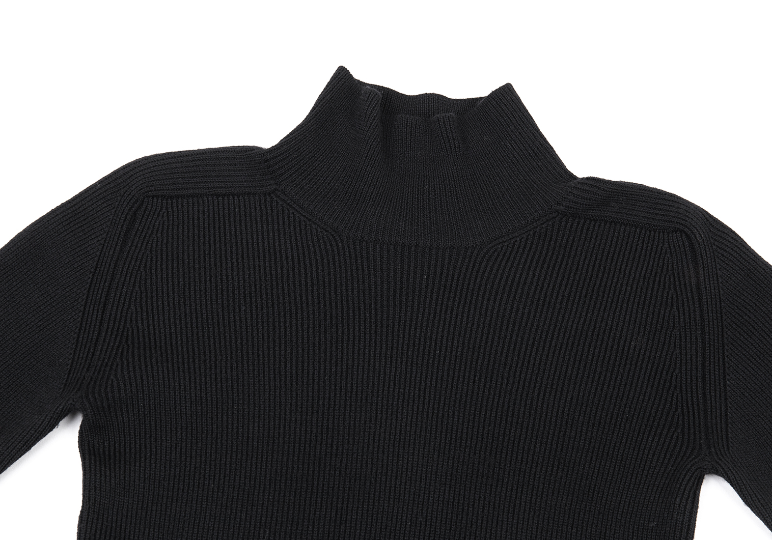 ワイズY's ウールハイネックリブニットセーター 黒3