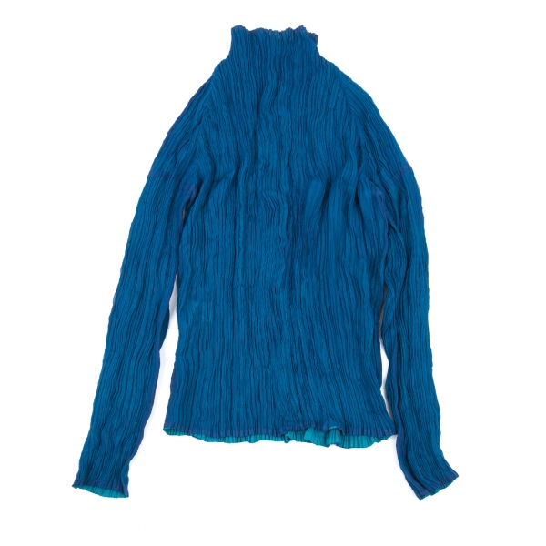 ISSEY MIYAKE FETE Wrinkled Pleats Reversible Shirt Blue 2 | PLAYFUL