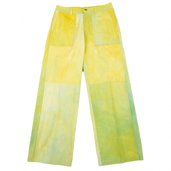 ISSEY MIYAKE Uneven Dyeing Switched Pants (Trousers) Yellow-green