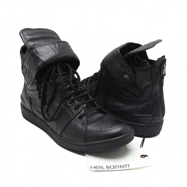 Neil Barrett Leather Hi Top Sneaker (Trainers) Black 42 | PLAYFUL