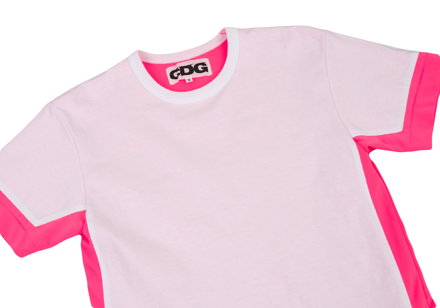 コムデギャルソンCDG ドッキングTシャツ 白ピンクS