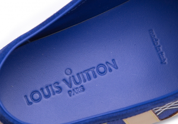 LOUIS VUITTON SHOES SNEAKERS CATWALK SLIP ON 38.5 BLUE CANVAS