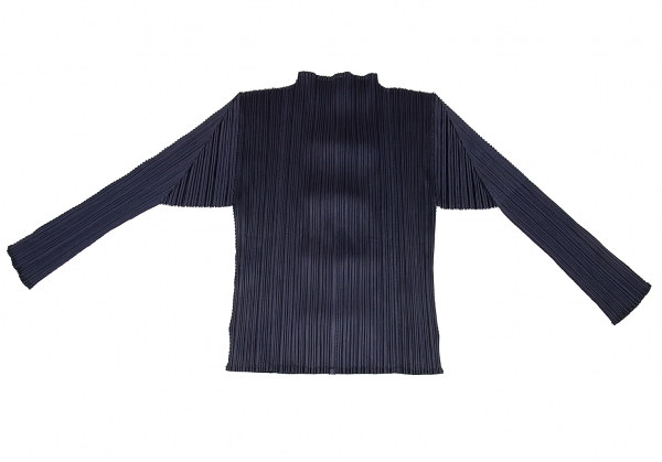 PLEATS PLEASE China Button Pullover Top Navy 3 | PLAYFUL