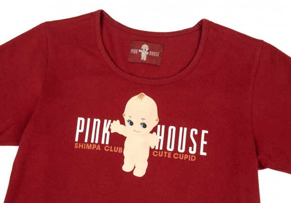 ピンクハウスPINK HOUSE キューピープリントTシャツ 赤M