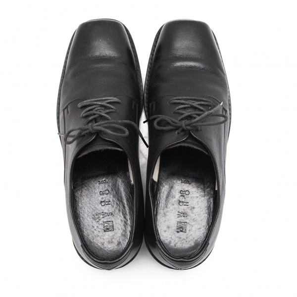 WORKSHOP Square-toe Leather Shoes Black L(About US 6) | PLAYFUL