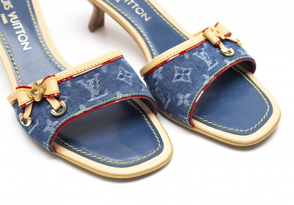 Louis Vuitton Monogram Denim and Leather Sandals