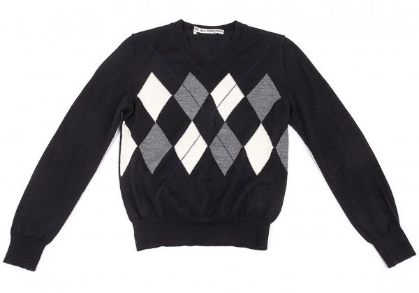 COMME des GARCONS Wool Argyle Knit Sweater (Jumper) Black S-M