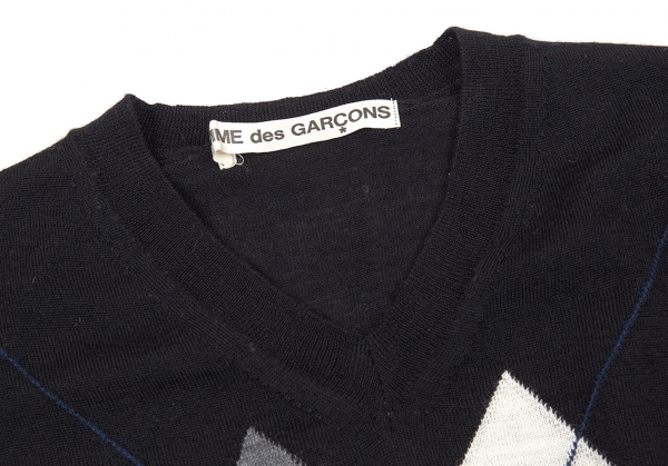 COMME des GARCONS Wool Argyle Knit Sweater (Jumper) Black S-M