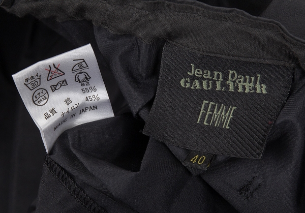 Jean-Paul GAULTIER FEMME Cotton Nylon Gather Jacket Black 40 | PLAYFUL
