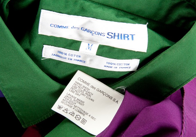 コムデギャルソン シャツ COMME des GARCONS SHIRT 切替カラフル長袖シャツ 紺紫緑橙M