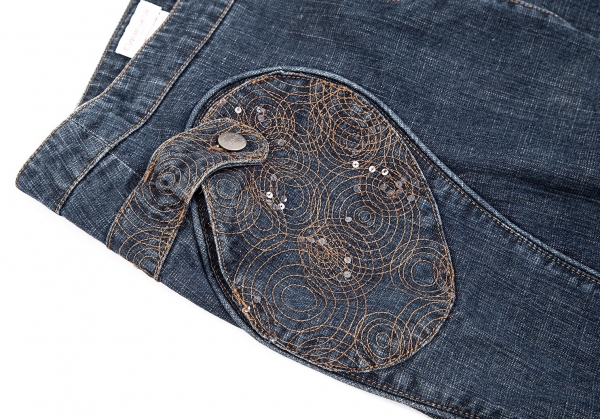 CHRISTIAN LACROIX jeans Sequins Stitch Denim Skirt Indigo 38 | PLAYFUL