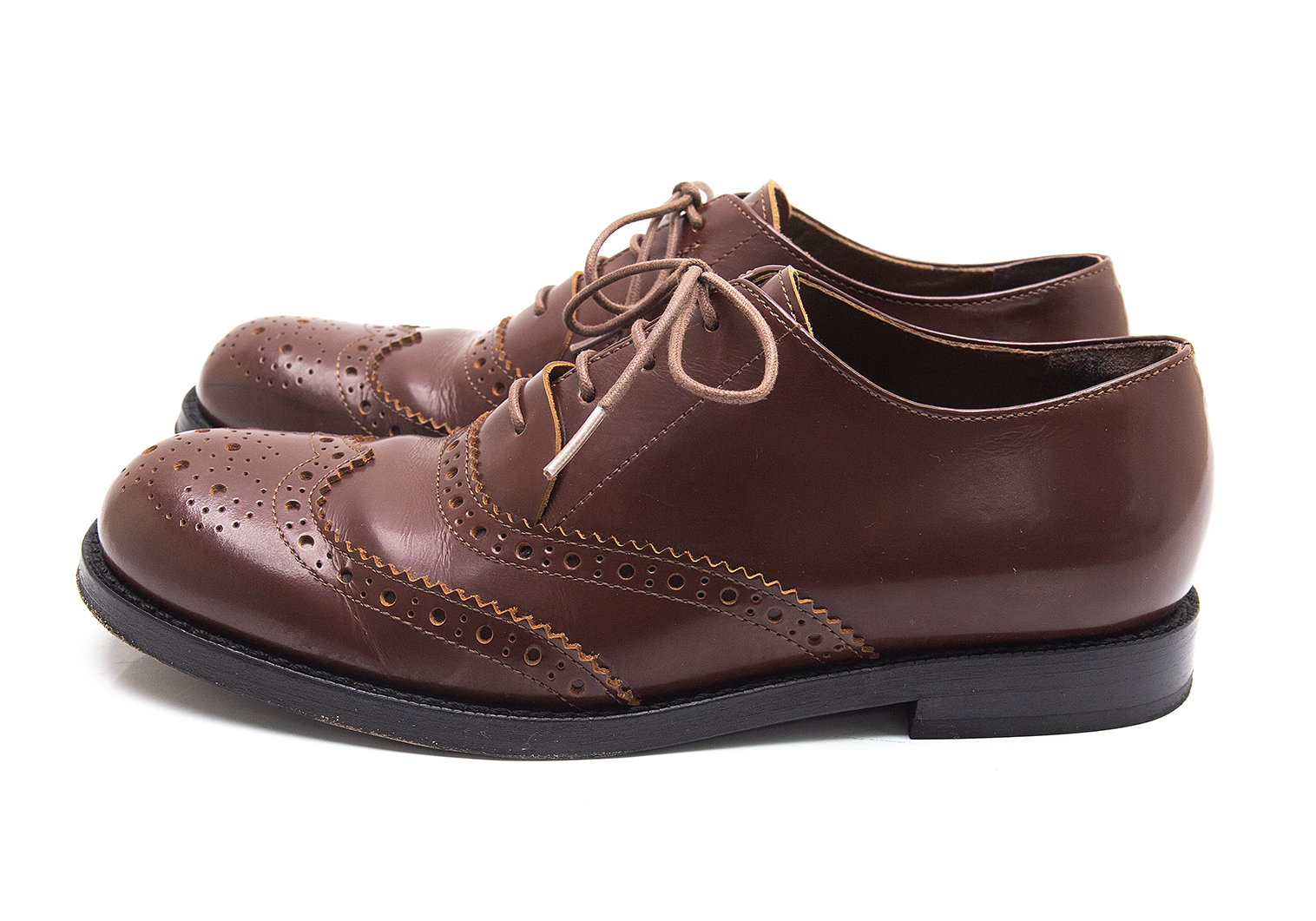 トリココムデギャルソン　革靴　ウイングチップ　茶色 22cm