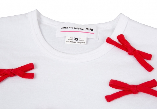 COMME des GARCONS GIRL Ribbon Design T Shirt White XS | PLAYFUL