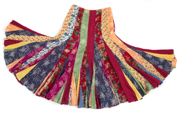 KEITA MARUYAMA Stripe Switching Floral Skirt Multi-Color 1 | PLAYFUL