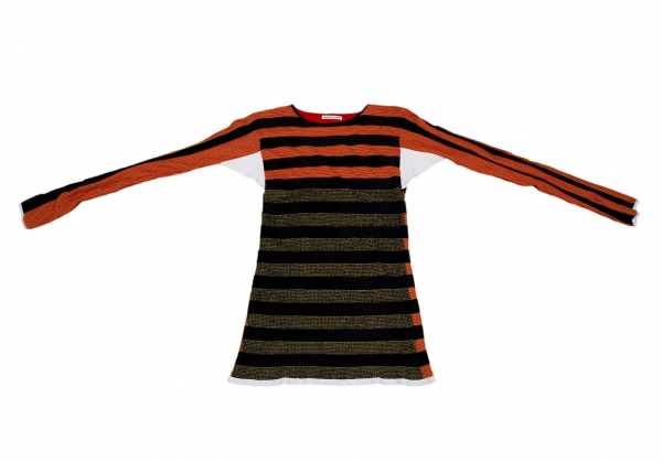 AKANE UTSUNOMIYA Velvet Stripe Stretch Knit (Jumper) Orange F