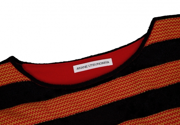 AKANE UTSUNOMIYA Velvet Stripe Stretch Knit (Jumper) Orange F