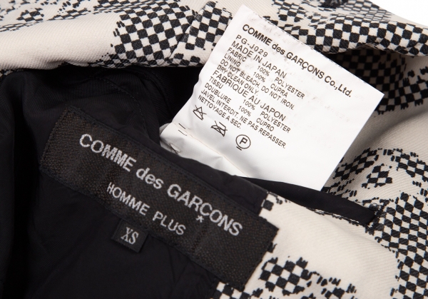 COMME des GARCONS HOMME PLUS Poly Skull Checked Jacket Ivory,Black